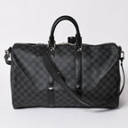 Louis Vuitton Boston Keepall Bandouliere 45 Damier Graphite Black Silver