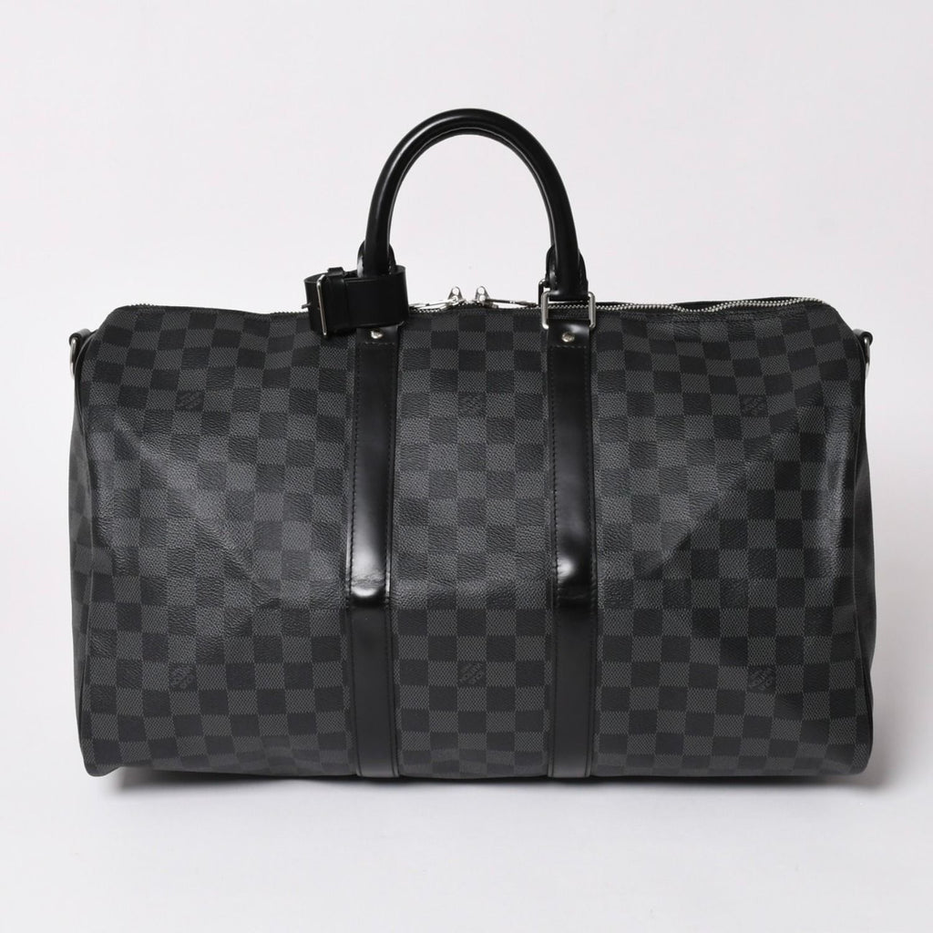 Louis Vuitton Boston Keepall Bandouliere 45 Damier Graphite Black Silver — view 3