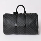 Louis Vuitton Boston Keepall Bandouliere 45 Damier Graphite Black Silver — view 3