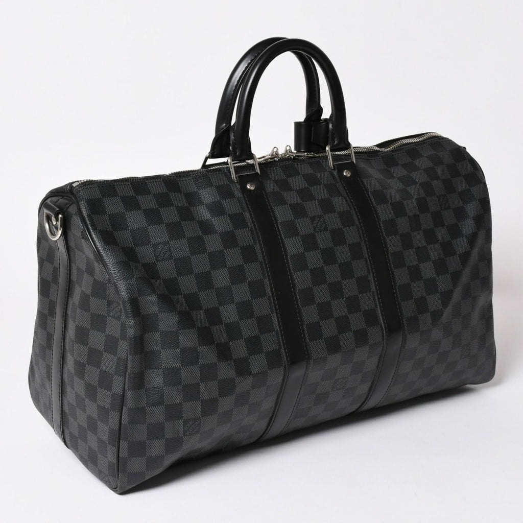 Louis Vuitton Boston Keepall Bandouliere 45 Damier Graphite Black Silver — view 4