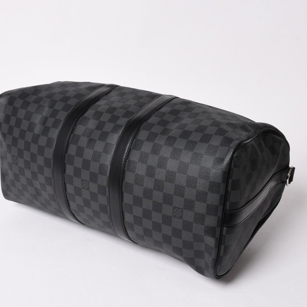 Louis Vuitton Boston Keepall Bandouliere 45 Damier Graphite Black Silver — view 7