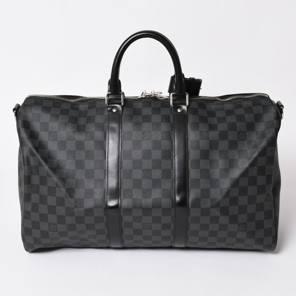 Louis Vuitton Boston Keepall Bandouliere 45 Damier Graphite Black Silver — view 2