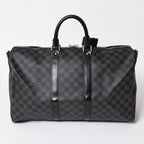 Louis Vuitton Boston Keepall Bandouliere 45 Damier Graphite Black Silver — view 2