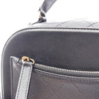 Chanel Shoulder Bag Quilted Vanity 2-Way Black Leather Top Handle Chain — view 9