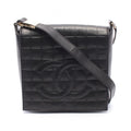 Chanel Shoulder Bag Choco Bar CC Logo Black Lambskin