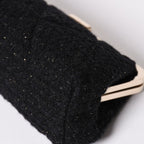 Chanel Clutch Pouch CC Logo Tweed Kiss Lock Black Gold — view 8