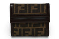 Fendi Wallet Trifold Fold Zucca Pattern Brown
