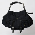 Saint Laurent Mombasa Bag Black Canvas Horn Handle Silver