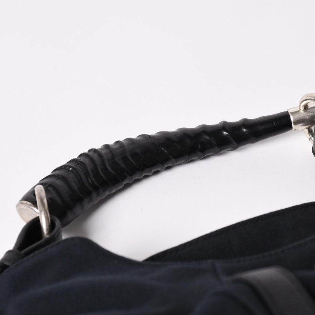 Saint Laurent Mombasa Bag Black Canvas Horn Handle Silver — view 8