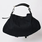 Saint Laurent Mombasa Bag Black Canvas Horn Handle Silver — view 2