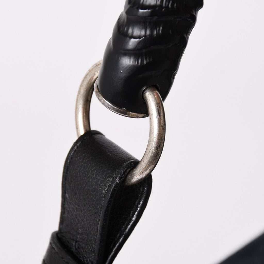 Saint Laurent Mombasa Bag Black Canvas Horn Handle Silver — view 5