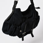 Saint Laurent Mombasa Bag Black Canvas Horn Handle Silver — view 3