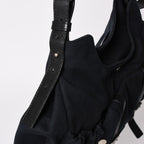 Saint Laurent Mombasa Bag Black Canvas Horn Handle Silver — view 4
