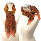 Hermes Scarf Carre 90 Chasse en Inde Indian Hunting Silk Muslin Chiffon Orange — view 2