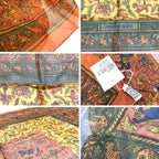 Hermes Scarf Carre 90 Chasse en Inde Indian Hunting Silk Muslin Chiffon Orange — view 3
