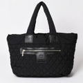 Chanel Coco Cocoon Nylon Tote Bag Quilted CC Mark CC Logo Silver