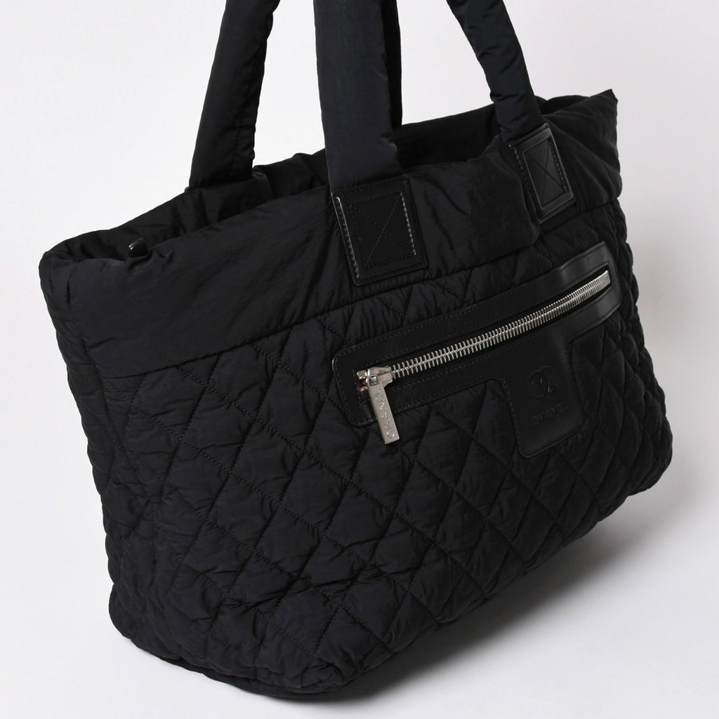 Chanel Coco Cocoon Nylon Tote Bag Quilted CC Mark CC Logo Silver — view 3