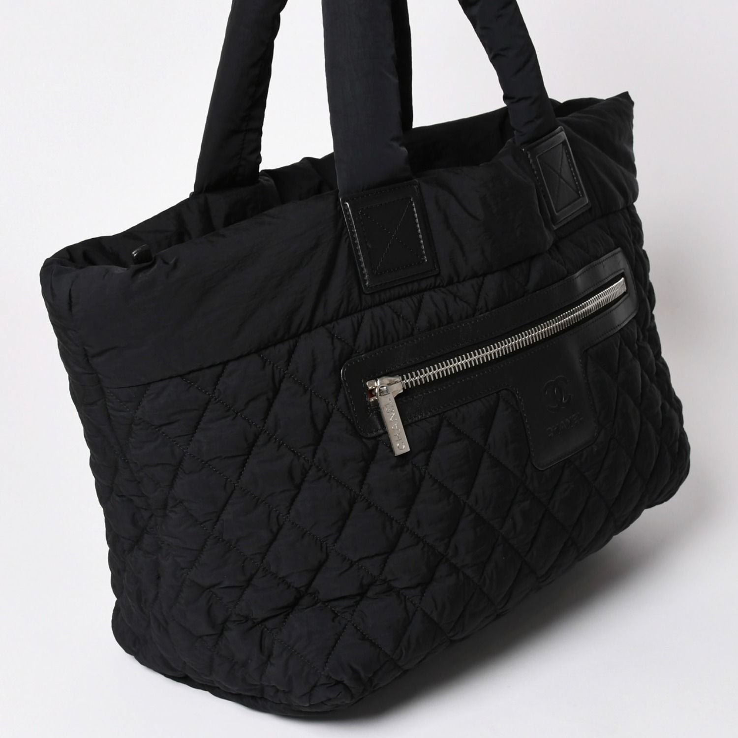Chanel Coco Cocoon Nylon Tote Bag Quilted CC Mark CC Logo Silver — view 3