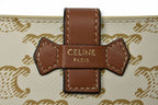Celine Wallet Bifold Mini Triomphe Strap Ivory Brown — view 3