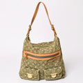 Louis Vuitton Monogram Denim Baggy GM Green White Gold Vachetta Leather