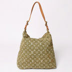 Louis Vuitton Monogram Denim Baggy GM Green White Gold Vachetta Leather — view 2