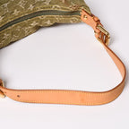 Louis Vuitton Monogram Denim Baggy GM Green White Gold Vachetta Leather — view 7