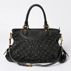 Louis Vuitton Neo Cabby MM Handbag Monogram Denim Black 2-Way Gold