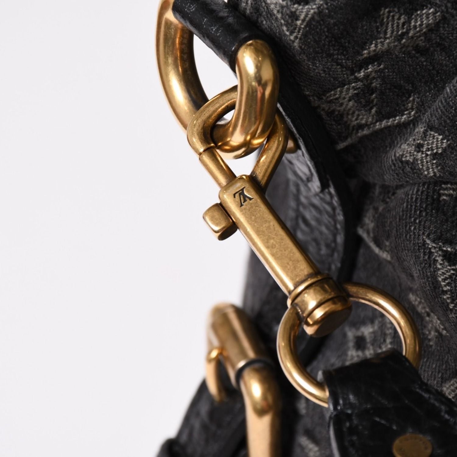 Louis Vuitton Neo Cabby MM Handbag Monogram Denim Black 2-Way Gold — view 5