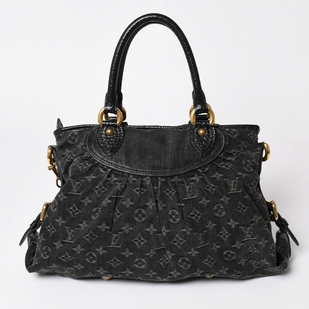Louis Vuitton Neo Cabby MM Handbag Monogram Denim Black 2-Way Gold — view 2