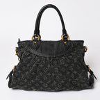 Louis Vuitton Neo Cabby MM Handbag Monogram Denim Black 2-Way Gold — view 2