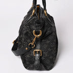 Louis Vuitton Neo Cabby MM Handbag Monogram Denim Black 2-Way Gold — view 4