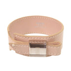 Hermes Armitemis Leather Metal Pink Beige Silver Bracelet