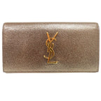 Saint Laurent Paris Logo Metallic Wallet Leather Gold