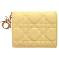 Dior Cannage Lady Calf Yellow Bifold Wallet Handbag
