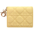 Dior Cannage Lady Calf Yellow Bifold Wallet Handbag