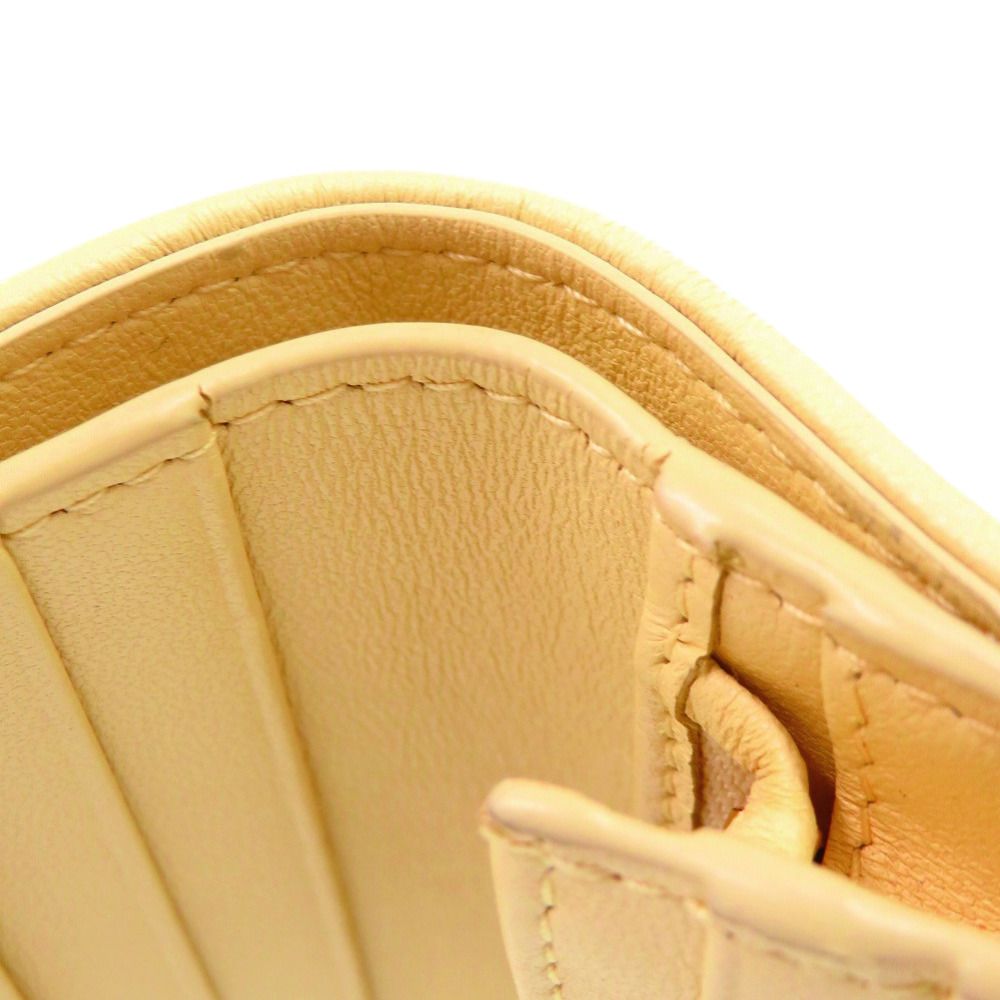 Dior Cannage Lady Calf Yellow Bifold Wallet Handbag — view 7