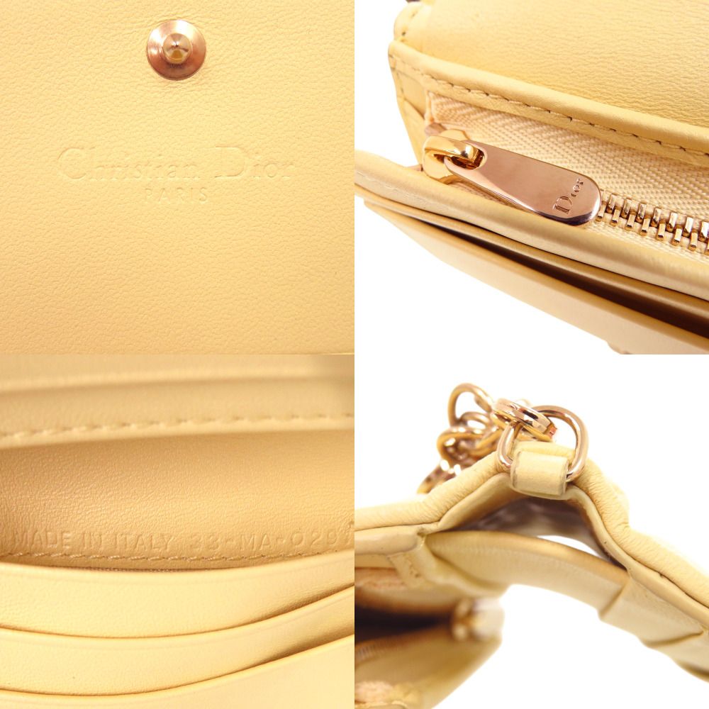 Dior Cannage Lady Calf Yellow Bifold Wallet Handbag — view 8