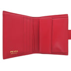Prada Triangle Logo Saffiano Leather Red Bi Foldwallet — view 4