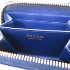 Prada Saffiano Triangle Leather Shoulder Wallet Coin Case Navy — view 6
