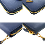 Prada Saffiano Triangle Leather Shoulder Wallet Coin Case Navy — view 5