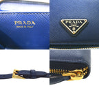 Prada Saffiano Triangle Leather Shoulder Wallet Coin Case Navy — view 7