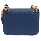 Prada Saffiano Triangle Leather Shoulder Wallet Coin Case Navy — view 3
