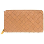 Bottega Veneta Zip Around Maxi Intrecciato Leather Beige Wallet