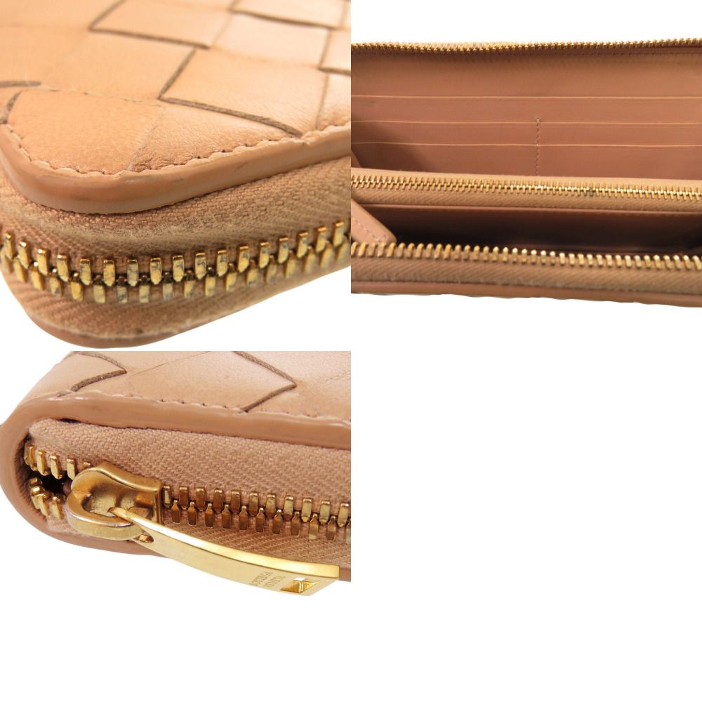 Bottega Veneta Zip Around Maxi Intrecciato Leather Beige Wallet — view 8