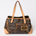 Louis Vuitton Rivet Handbag Monogram Leather Brown Gold