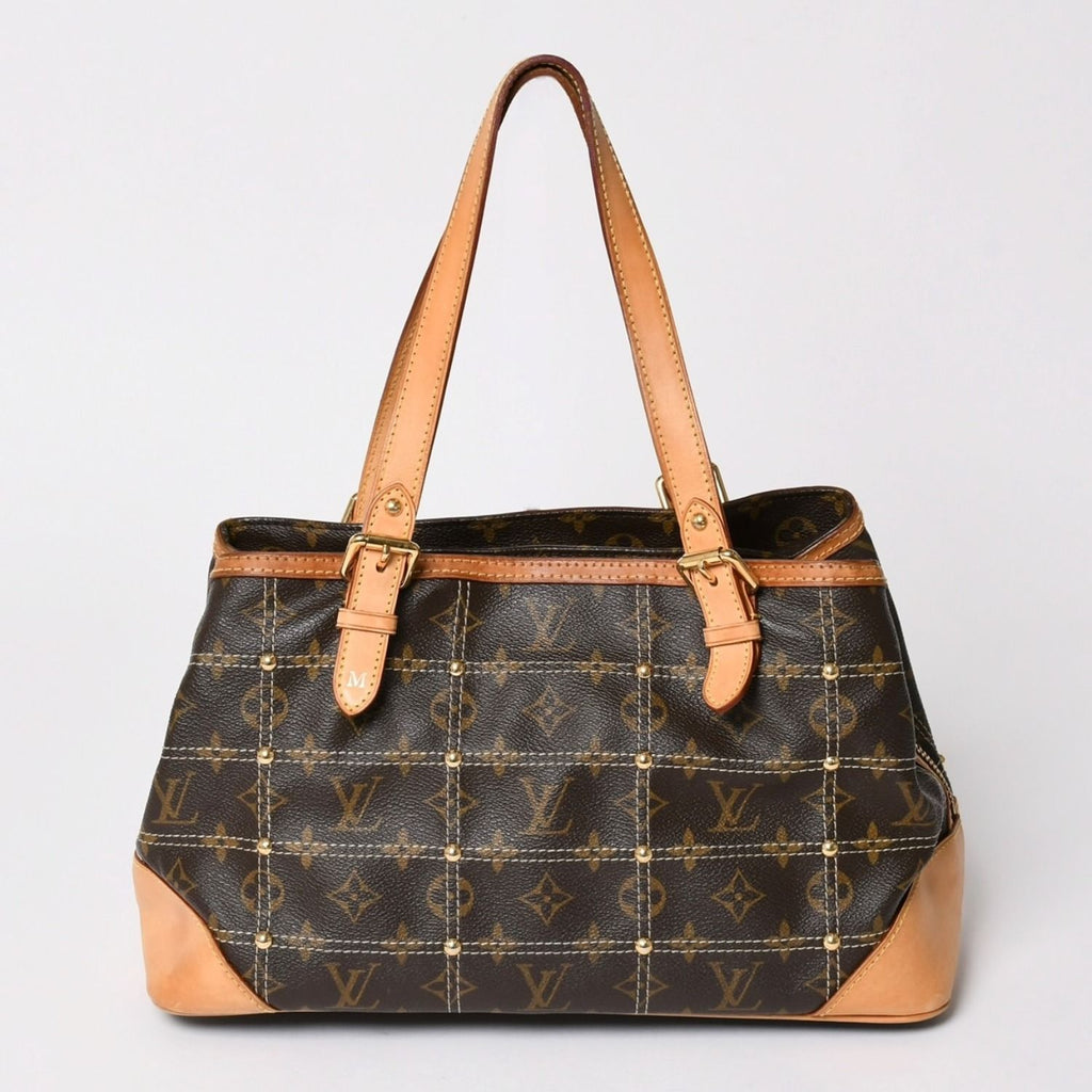 Louis Vuitton Rivet Handbag Monogram Leather Brown Gold — view 2