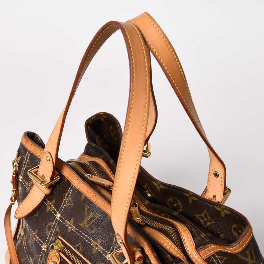 Louis Vuitton Rivet Handbag Monogram Leather Brown Gold — view 7