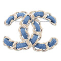 Chanel CC Logo Brooch Denim Metal Blue