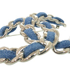 Chanel CC Logo Brooch Denim Metal Blue — view 4