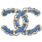Chanel CC Logo Brooch Denim Metal Blue — view 3